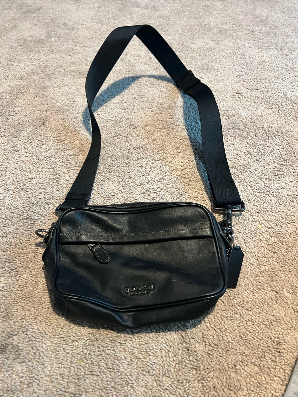 Coach Black Leather Messenger Crossbody Bag